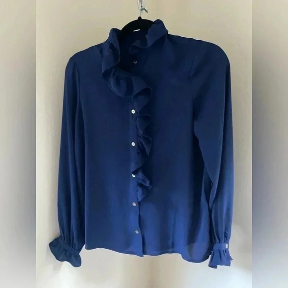 J. Crew Tops - J. Crew Button-Up Blouse Sz 0 Navy